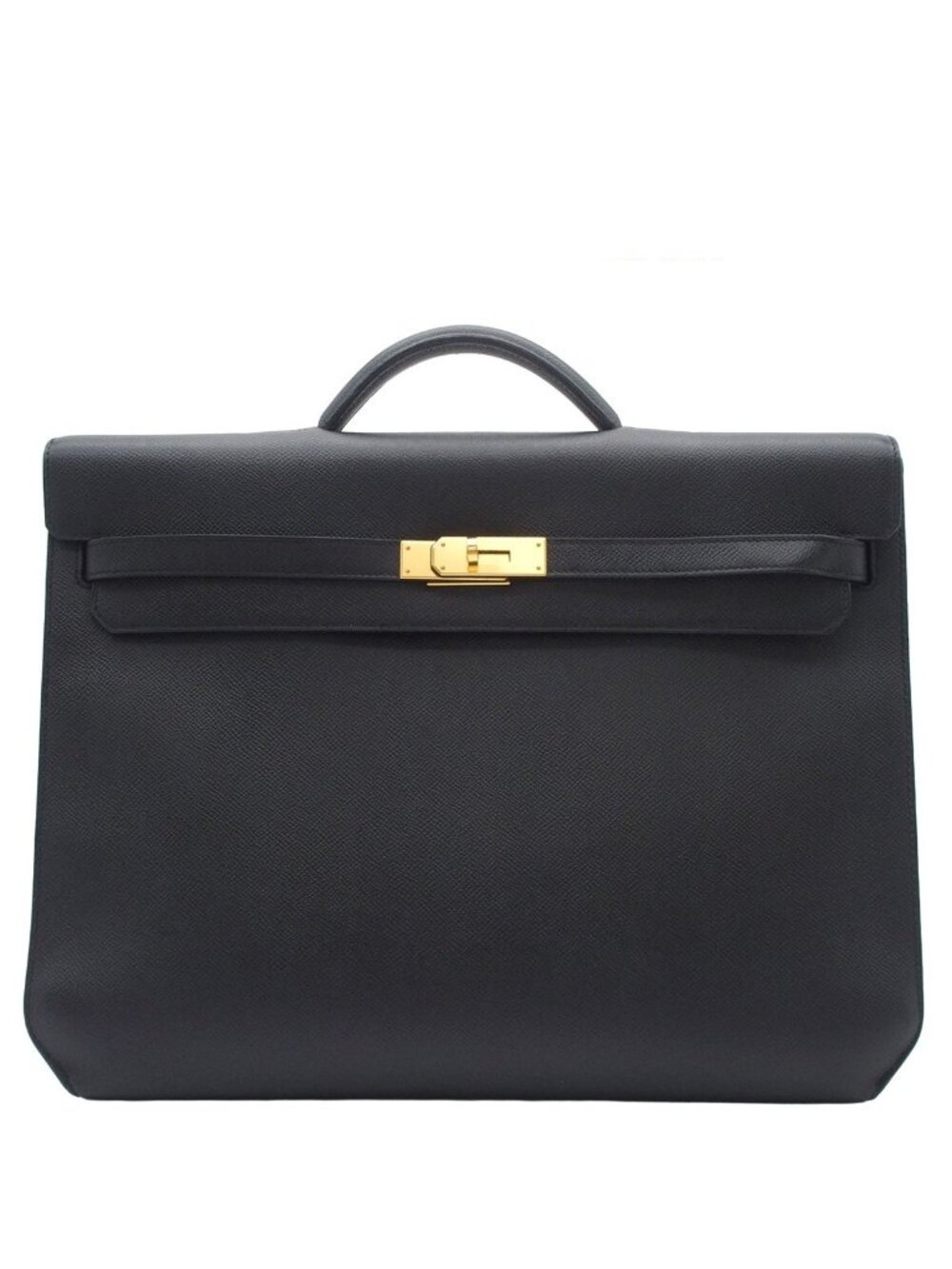 Hermes Kelly Depeches 36 Black Gold Epsom Business Bag